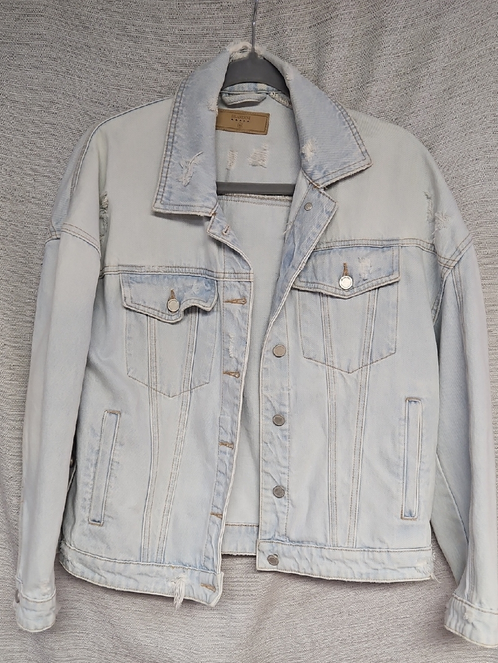 Blank NYC Light Wash Blue Distressed Denim Jacket
